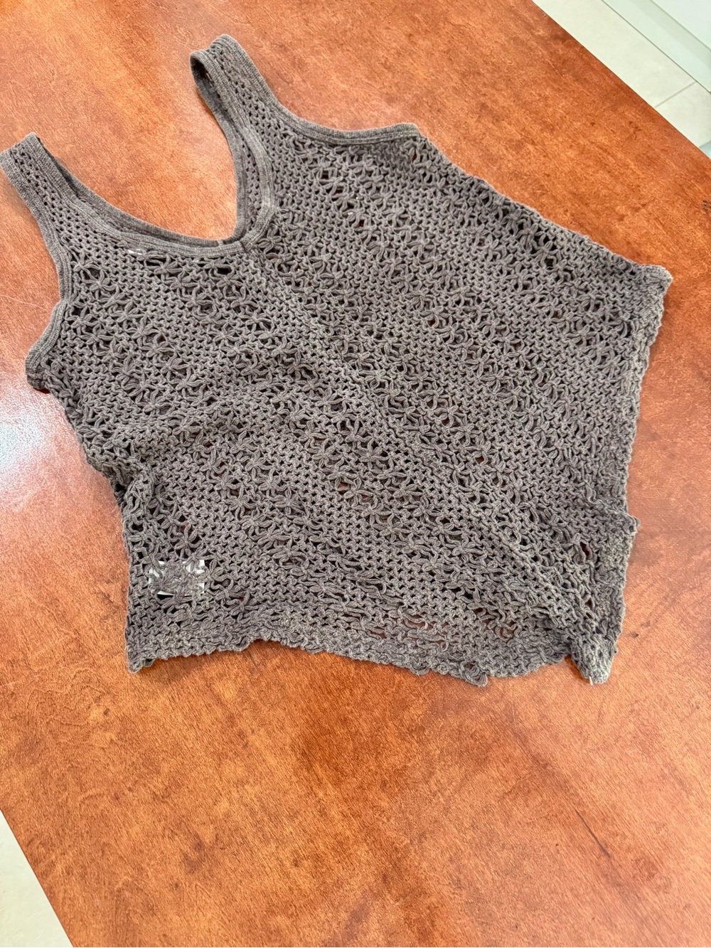 Sam & Lavi Los Angeles Plum Grey Crochet Knit Tank Top